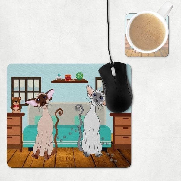 Siamese Cat Mouse Mat