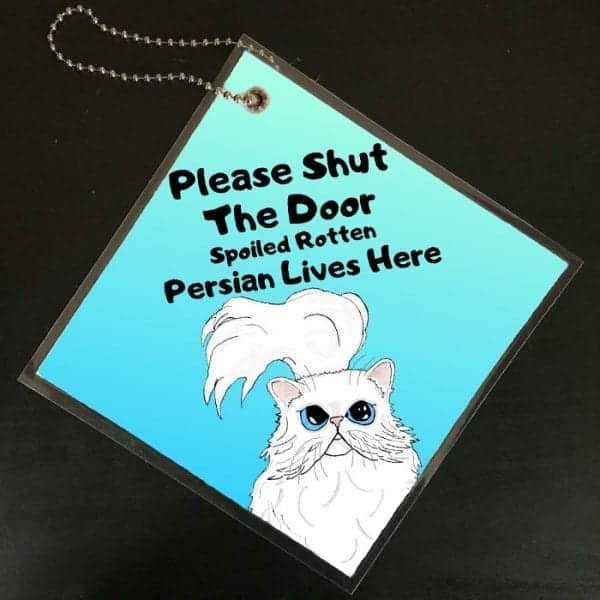 Persian Cat Please Shut The Door Sign