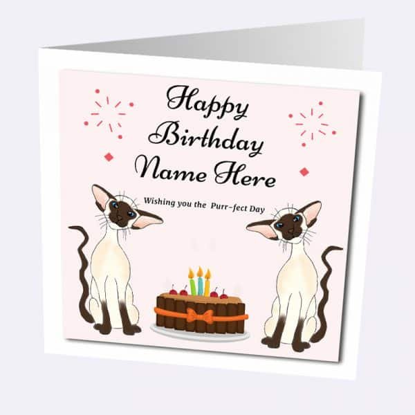 Siamese Birthday Card – Add Any Name