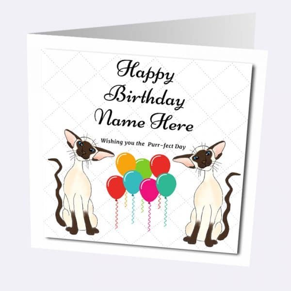 Siamese Birthday Card – Add Any Name