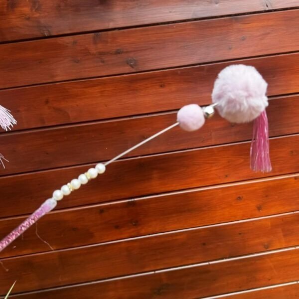Elegant Pom-Pom & Pearl Cat Teaser Wand - Image 4