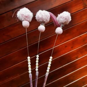 Elegant Pom-Pom & Pearl Cat Teaser Wand