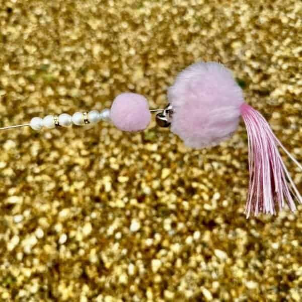 Elegant Pom-Pom & Pearl Cat Teaser Wand - Image 2
