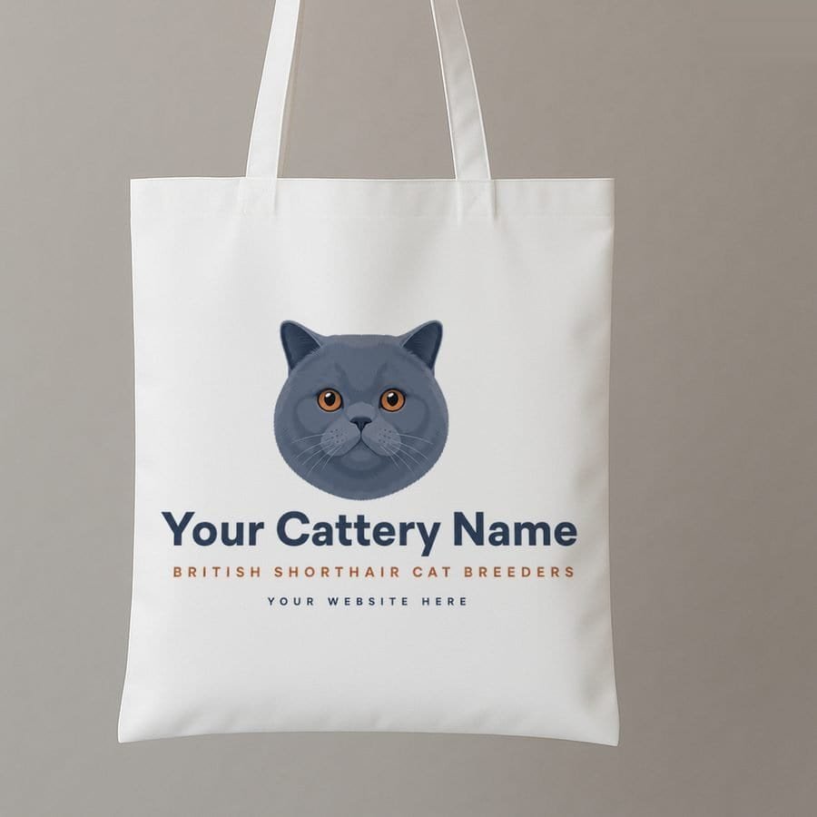 Example kitten pack tote bag design: bsh logo