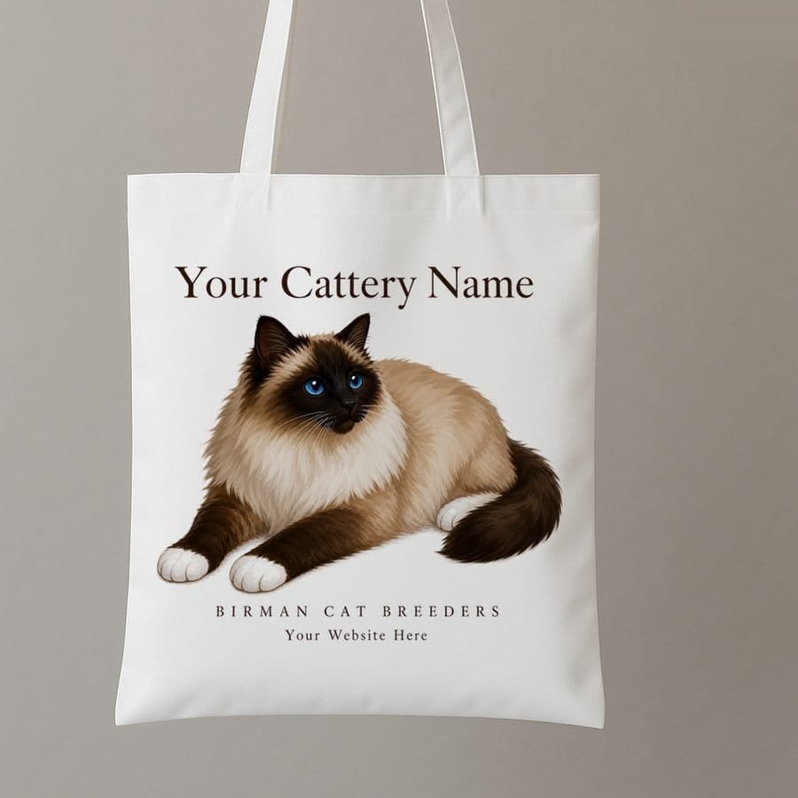 Example kitten pack tote bag design: birman seal