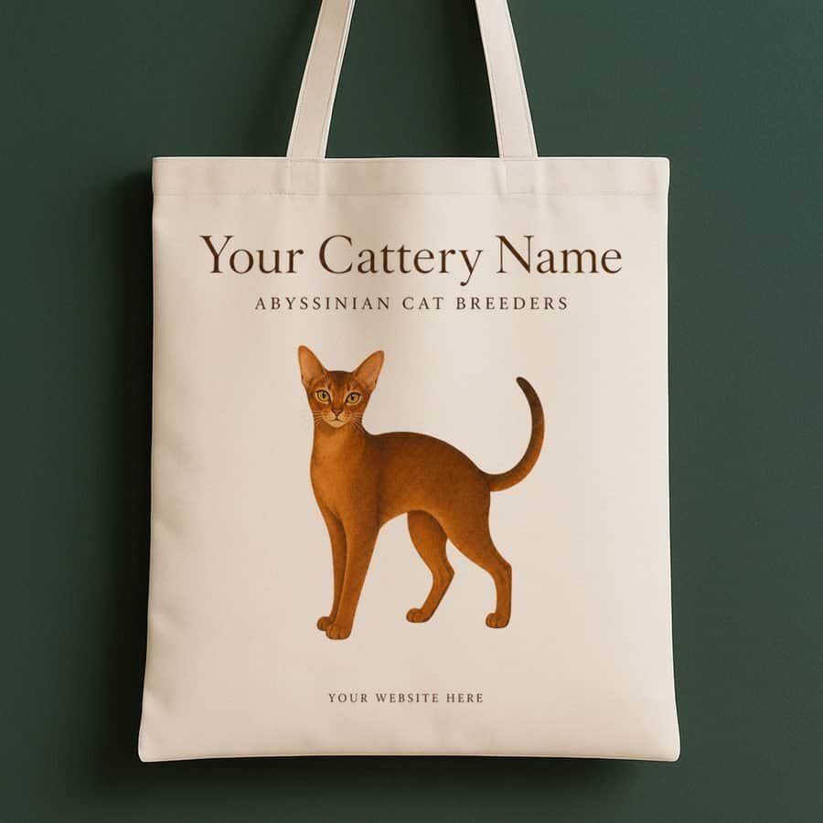 Example design on a natural kitten pack tote bag: abyssinian realistic